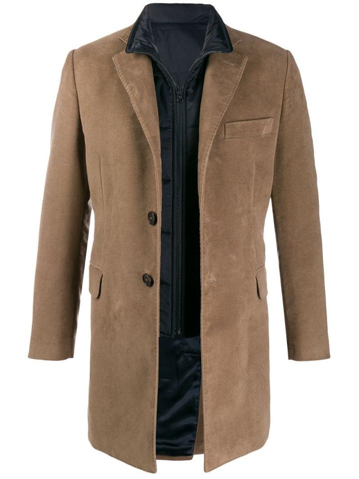 Fay Layered Gilet Coat - Brown