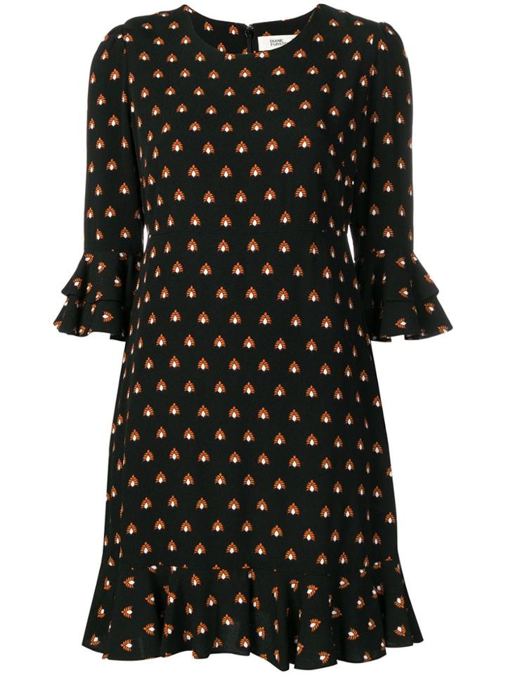 Dvf Diane Von Furstenberg Elly Printed Mini Dress - Black