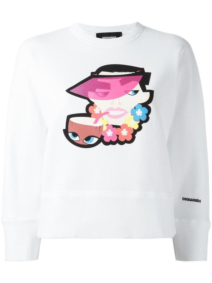 Dsquared2 Visor Woman Cropped Sweatshirt, Women's, Size: Medium, White, Cotton