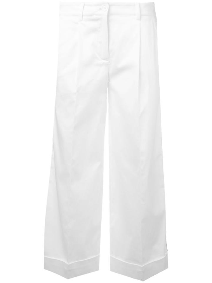P.a.r.o.s.h. Side Stripes Cropped Trousers, Women's, Size: Xs, White, Cotton/spandex/elastane