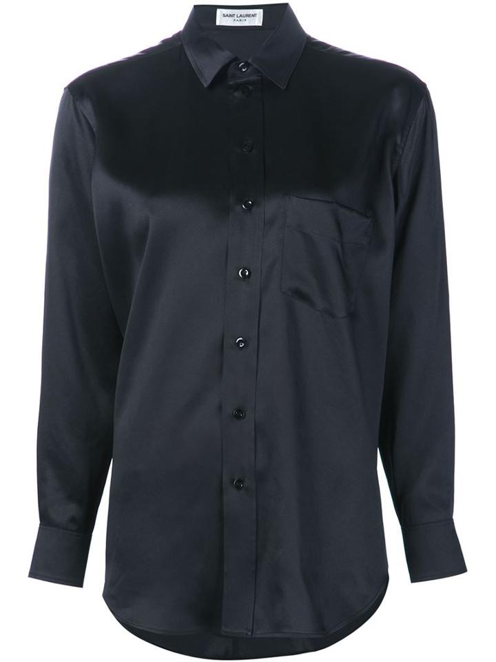 Saint Laurent Classic Shirt, Women's, Size: 46, Black, Silk