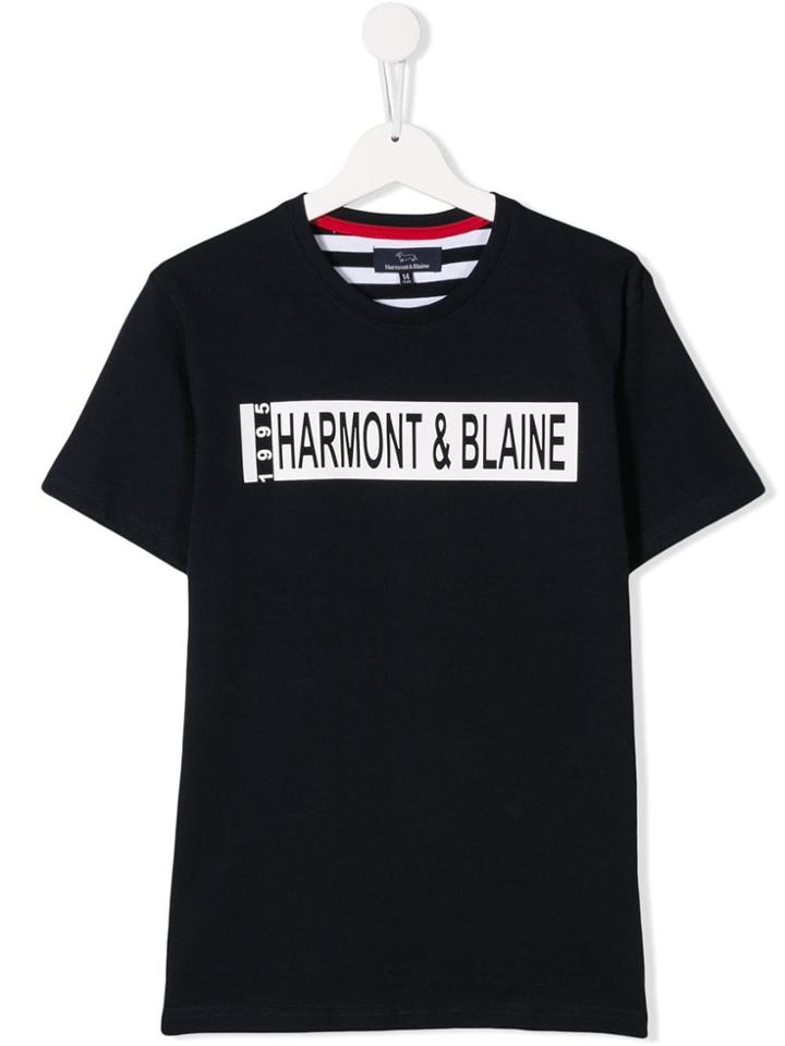 Harmont & Blaine Junior Teen Logo Print T-shirt - Blue