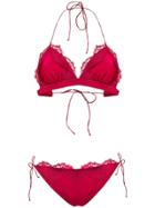 Oseree Lace Detailed Bikini Set - Red