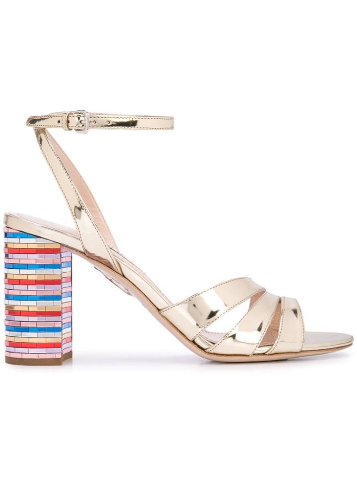Miu Miu Contrast Heel Sandals - Gold