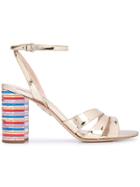 Miu Miu Contrast Heel Sandals - Gold