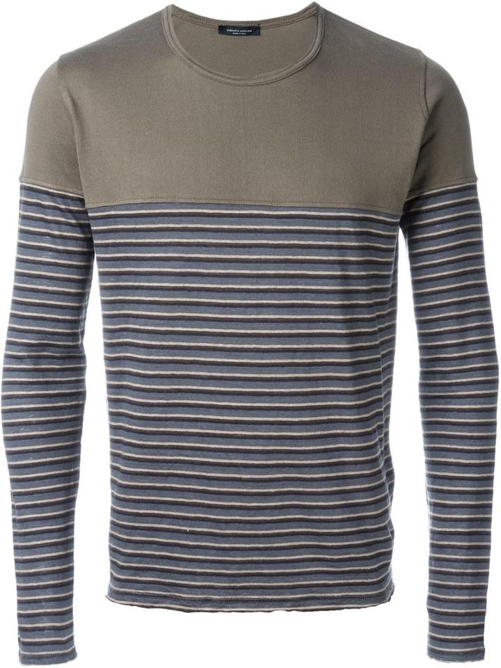 Roberto Collina Striped Panel Longsleeved T-shirt