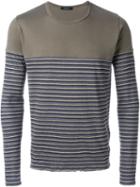 Roberto Collina Striped Panel Longsleeved T-shirt