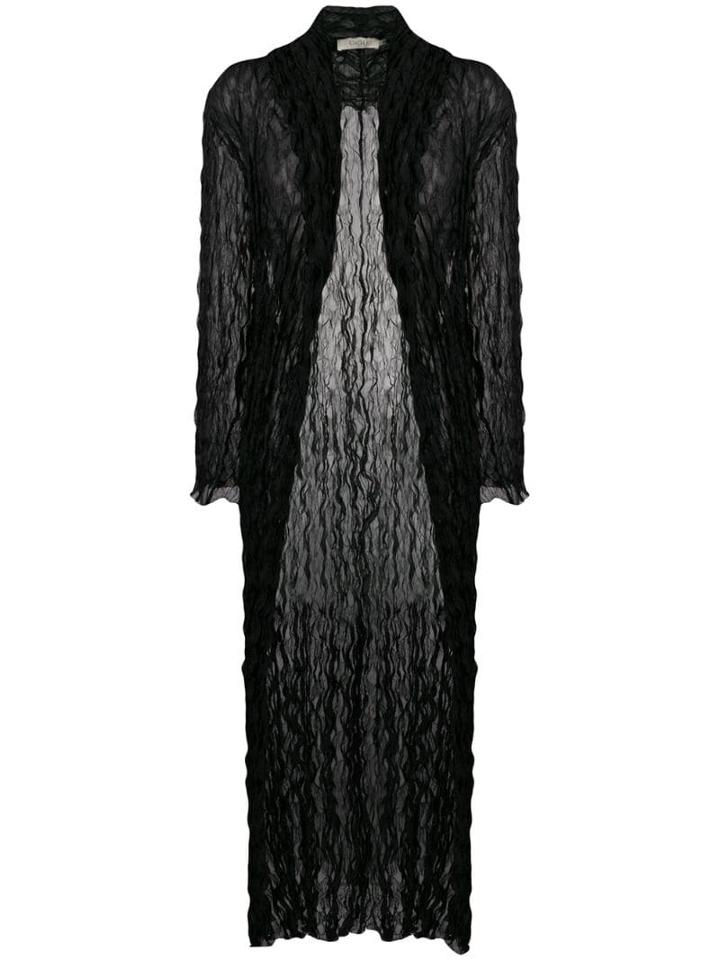 Romeo Gigli Pre-owned 1990's Crunched Sheer Long Coat - Black