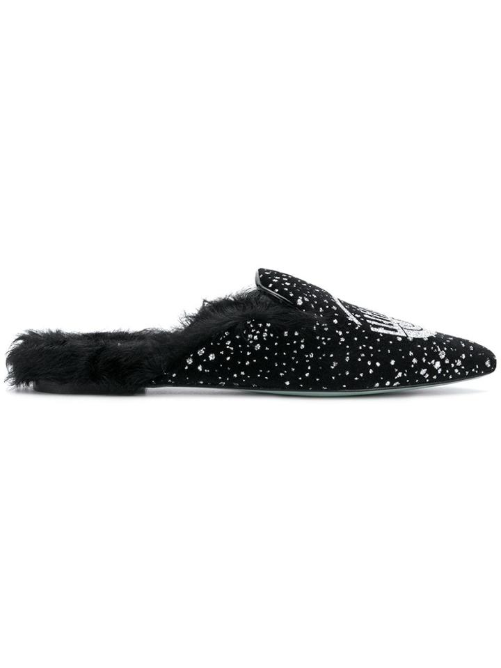 Chiara Ferragni Winking Flat Mules - Black