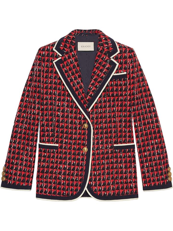 Gucci Geometric Tweed Jacket - Red