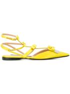 Sergio Rossi Bow Detail Slippers - Yellow & Orange