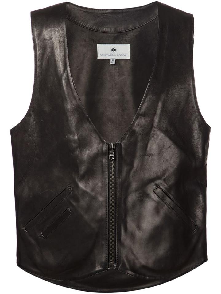 Maxwell Snow Zipped Waistcoat, Men's, Size: S, Black, Leather