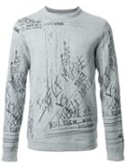 Fad Three Notes Print Sweatshirt, Men's, Size: Medium, Grey, Cotton