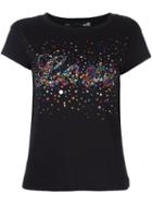 Love Moschino Logo Embellishment T-shirt, Women's, Size: 40, Black, Cotton/modal