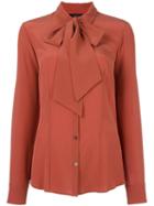 Roberto Collina Tied Neck Shirt, Women's, Size: Large, Yellow/orange, Silk