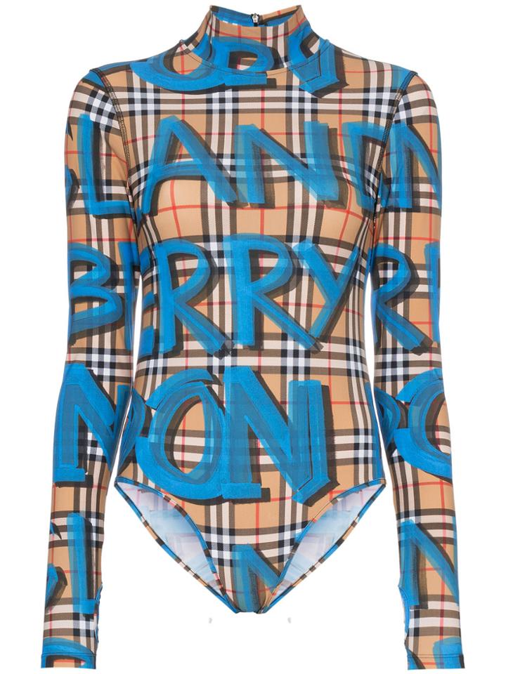 Burberry Graffiti High Neck Bodysuit - Blue