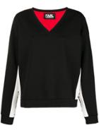 Karl Lagerfeld V-neck Logo Sweatshirt - Black