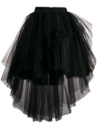 Brognano Asymmetric Tulle Skirt - Black