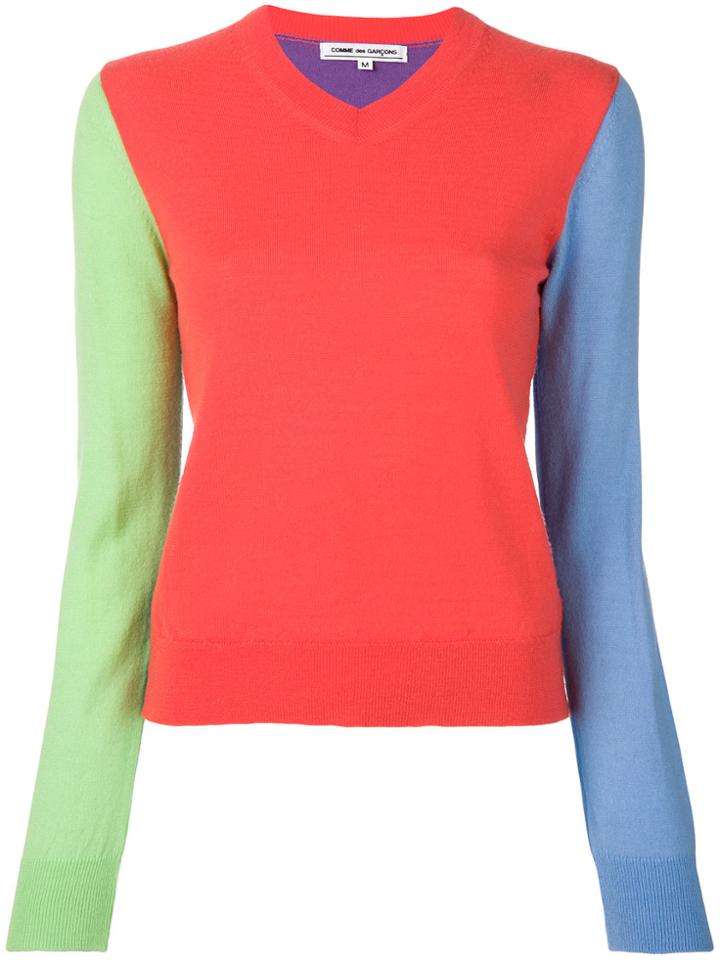 Comme Des Garçons Vintage Colourblock V-neck Jumper - Multicolour