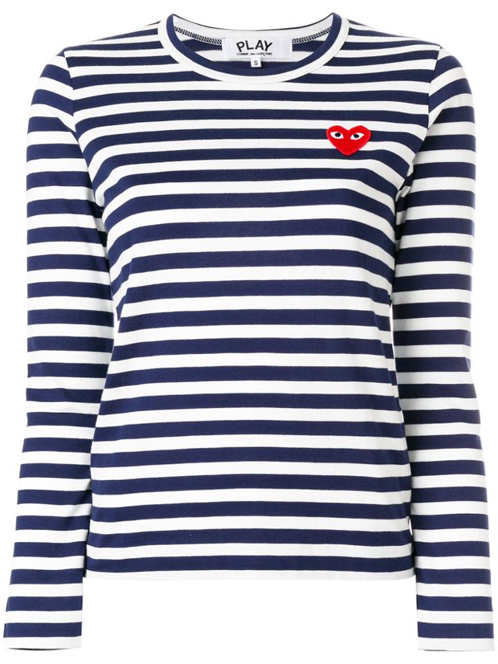Comme Des Garçons Play Striped Jumper - Blue