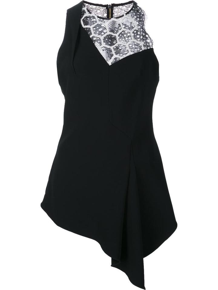 Roland Mouret Lace Inset Sleeveless Blouse, Women's, Size: 10, Black, Polyester/acetate/viscose/spandex/elastane