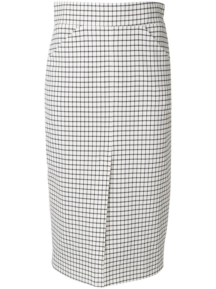 Roseanna Grid Print Pencil Skirt - White