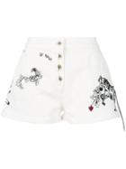 Patrizia Pepe Embroidered Buttoned Shorts - White