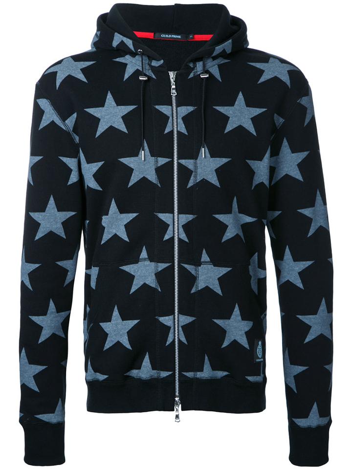 Guild Prime Stars Print Hooded Jacket, Men's, Size: 3, Black, Cotton