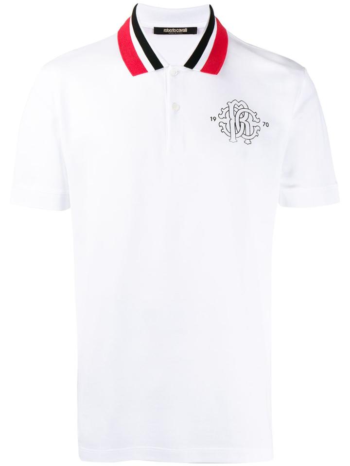 Roberto Cavalli Logo Print Polo Shirt - White