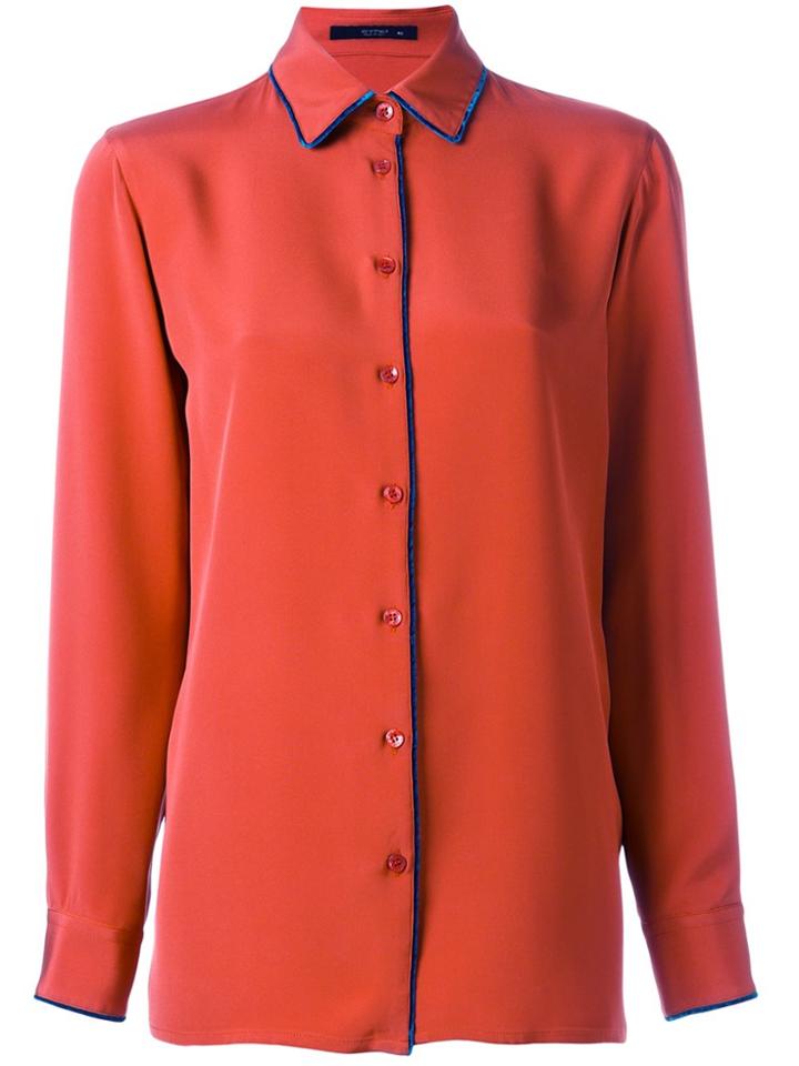 Etro Velvet Trim Shirt - Yellow & Orange