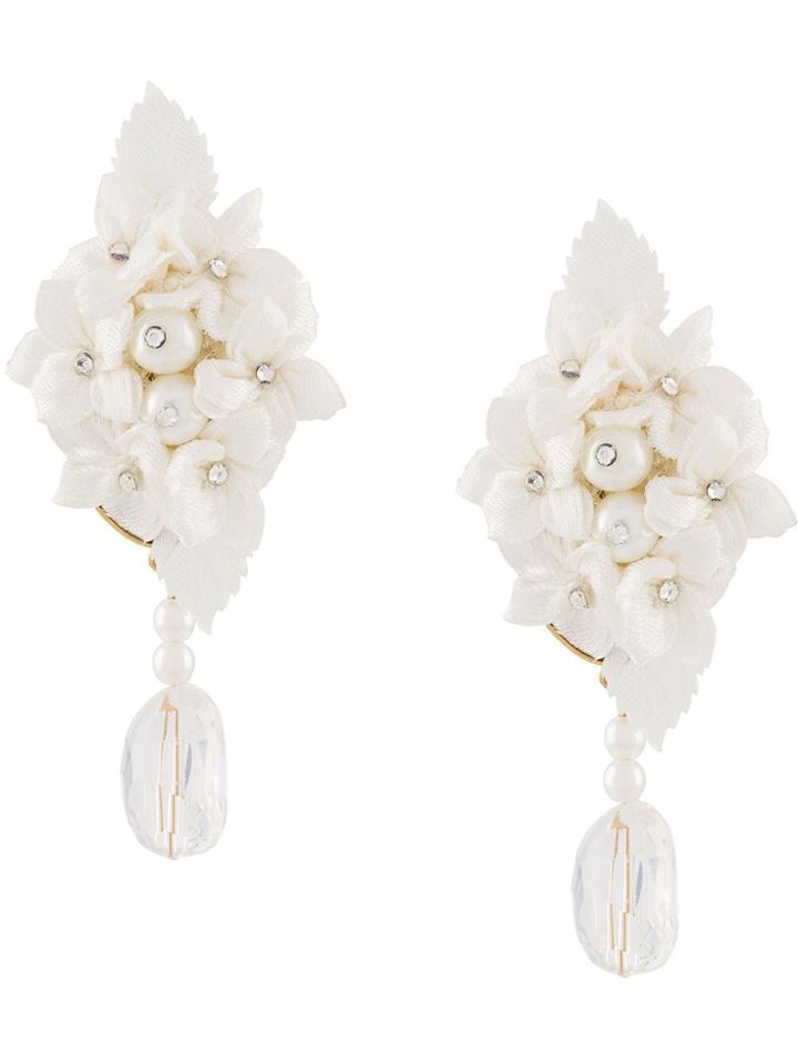 Magda Butrym Waterlily Embellished Earrings - White