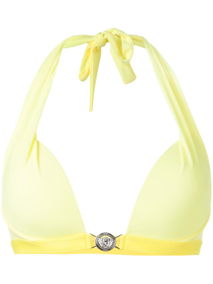 Versace Push Up Halter Bikini, Women's, Size: Ii, Yellow/orange, Polyamide/carbon/spandex/elastane