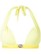 Versace Push Up Halter Bikini, Women's, Size: Ii, Yellow/orange, Polyamide/carbon/spandex/elastane