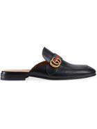 Gucci Princetown Leather Slipper With Double G - Black