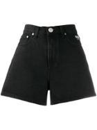 Msgm Cat Print Denim Shorts - Black