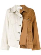 Portspure Contrast-panel Denim Jacket - Brown