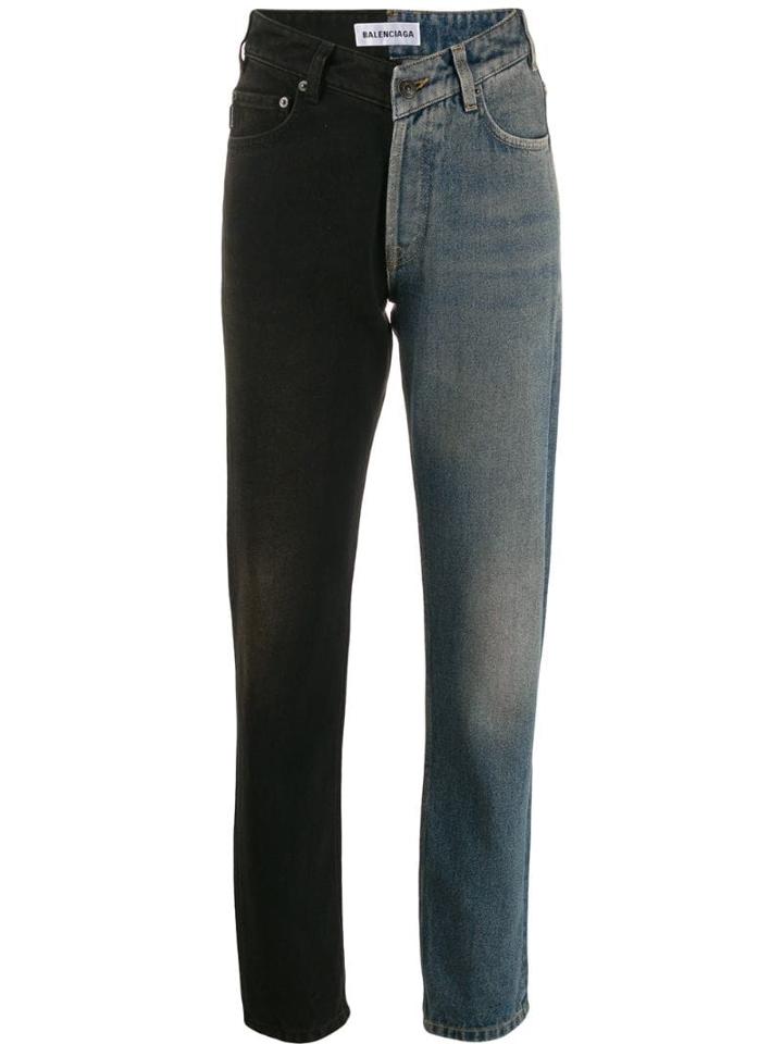 Balenciaga Two-tone High-rise Denim Jeans - Blue