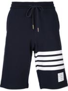 Thom Browne Striped Detail Track Shorts, Men's, Size: 0, Blue, Cotton