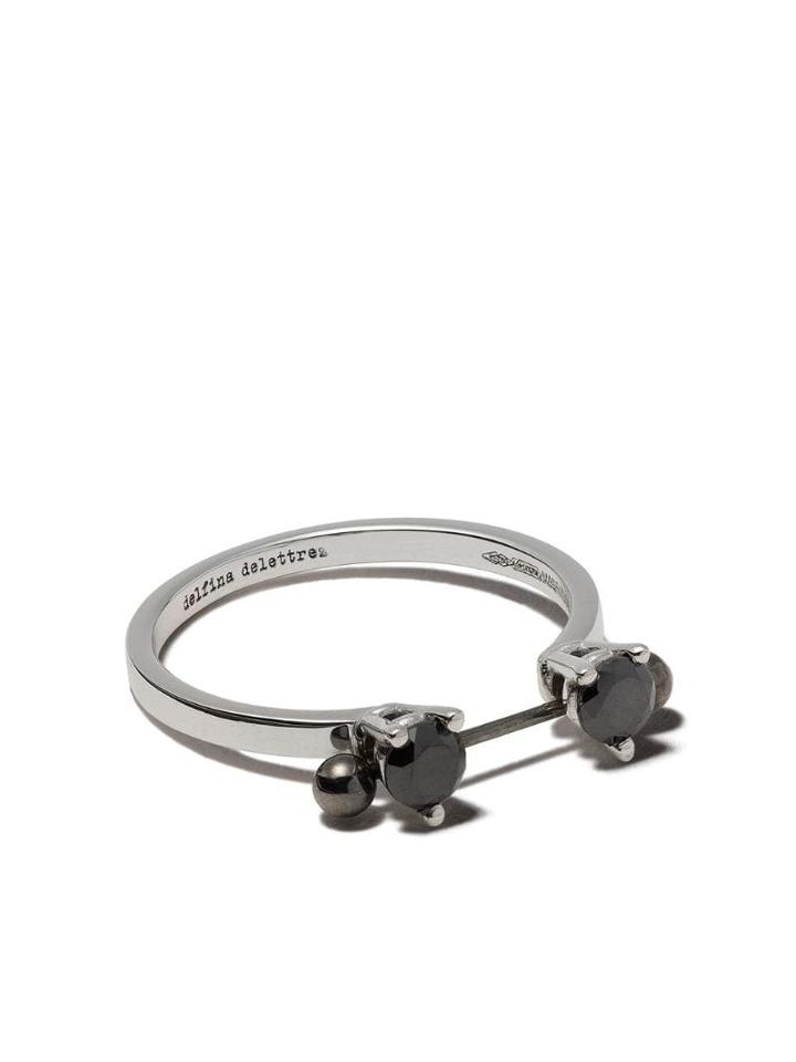 Delfina Delettrez 18kt White Gold Two In One Black Diamond Ring -