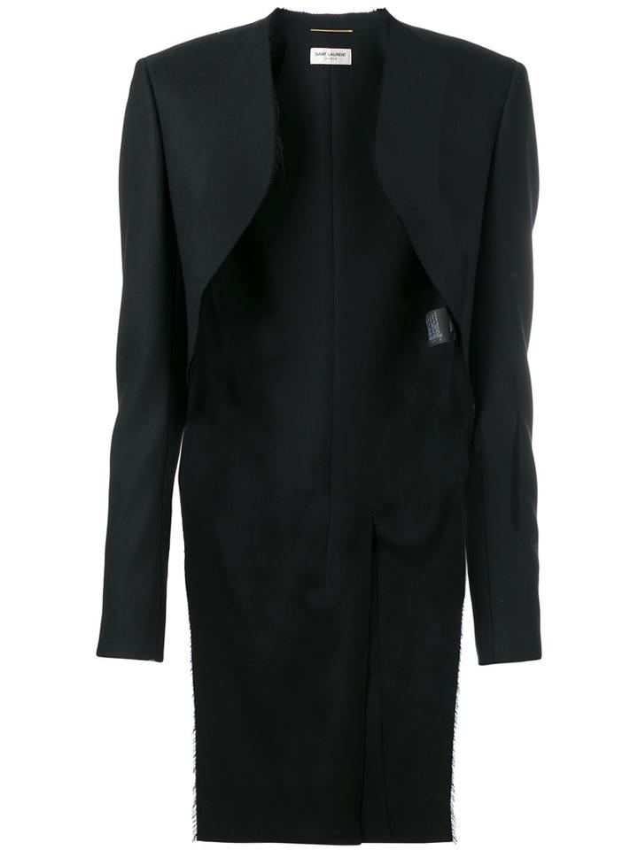 Saint Laurent - Frayed Tailcoat Jacket - Women - Silk/mohair/virgin Wool - 38, Black, Silk/mohair/virgin Wool