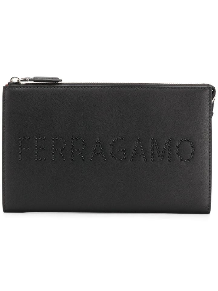 Salvatore Ferragamo Logo Clutch Bag - Black