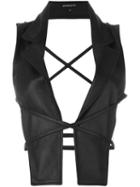 Ann Demeulemeester Blanche Open Back Waistcoat, Women's, Size: 36, Black, Leather