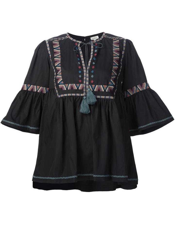Talitha Embroidered Details Tunic, Women's, Size: Large, Black, Cotton