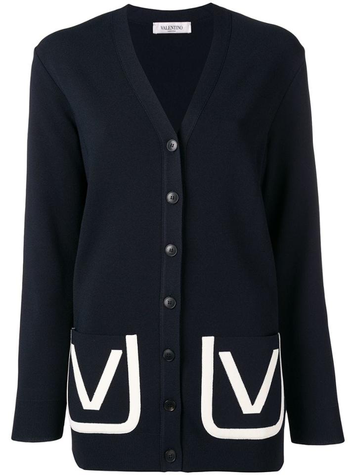 Valentino Open Front Pocket Cardigan - Blue