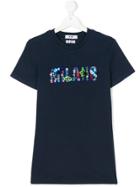 Msgm Kids Teen Embroidered T-shirt - Blue