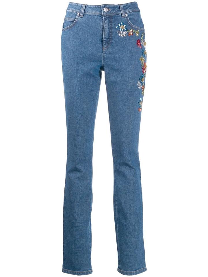 Escada Embroidered Skinny Jeans - Blue