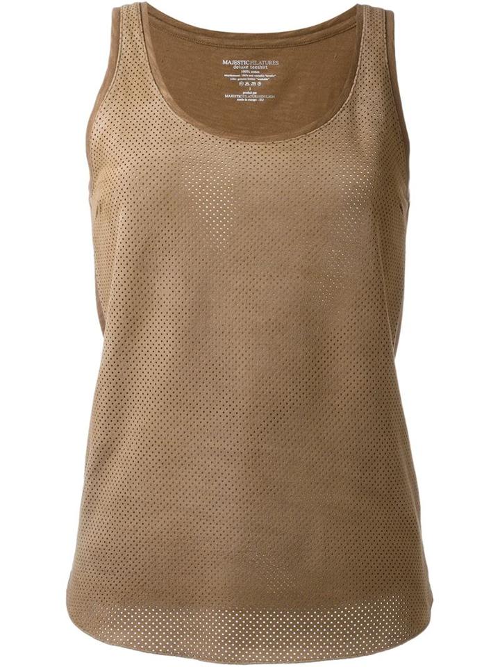 Majestic Filatures Tank Top, Women's, Size: 4, Brown, Cotton/leather