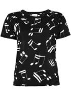 Saint Laurent Music Note Printed T-shirt, Women's, Size: Medium, Black, Cotton