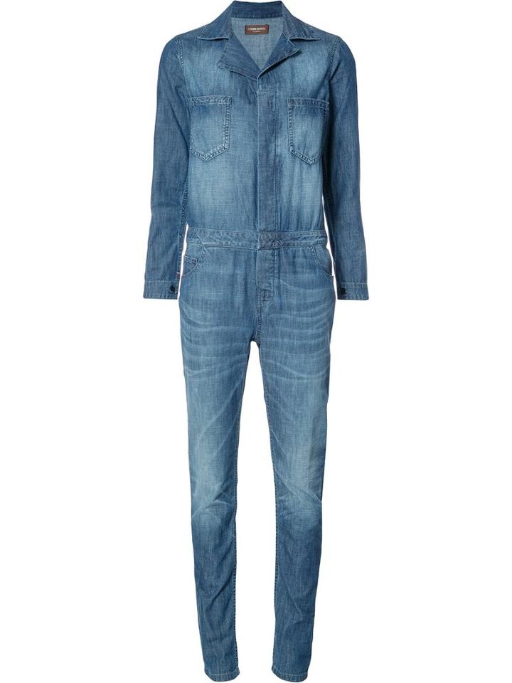 Etienne Marcel Stonewashed Denim Romper, Women's, Size: Medium, Blue, Cotton