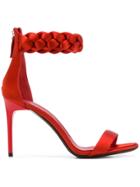 Oscar De La Renta Woven Ankle Strap Sandals - Red